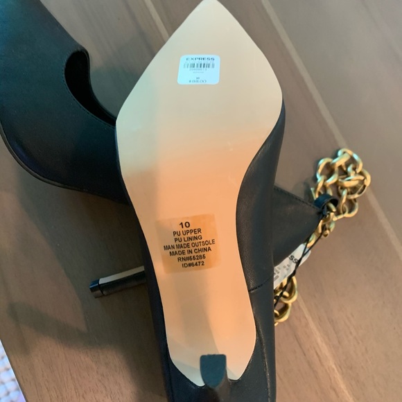 Express chain black pumps size 10 new - Picture 4 of 6